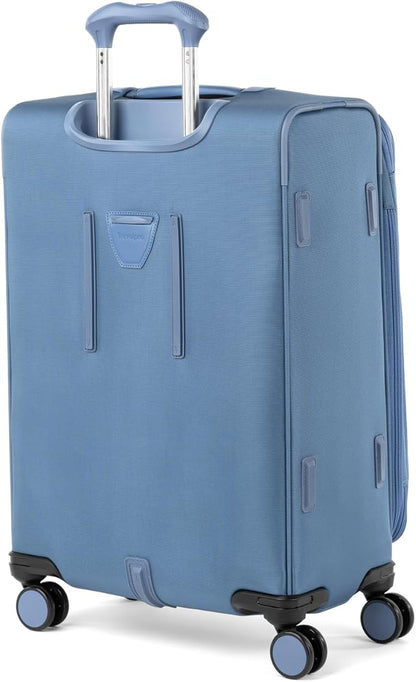 Travelpro VersaPack+ Lightweight Softside Expandable Checked Luggage, 8 Spinner Suitcase, TSA Lock, Men and Women, Checked Medium 25-Inch, Elemental Blue