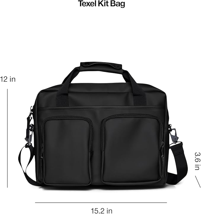 RAINS Texel Tech Bag - Black Waterproof Water Resistant Water Repellent Laptop Bag Unisex Commuter Travel Case 15" Computer Sleeve Tech Organizer - 2 Year Warranty