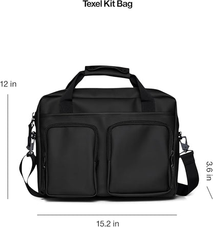 RAINS Texel Tech Bag - Black Waterproof Water Resistant Water Repellent Laptop Bag Unisex Commuter Travel Case 15" Computer Sleeve Tech Organizer - 2 Year Warranty