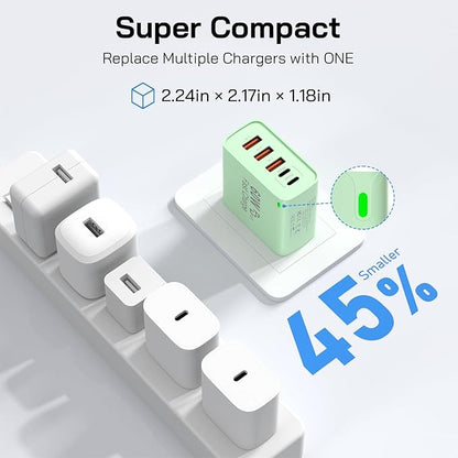 2Pack USB C Fast Charger Block, 60W 5-Port USB C Wall Charger 30W Type C Charging Block, 2USB C+3USB A PPS/PD 3.0 Multiport Charging Cube for iPhone 17 16 15 14 Pro Max,for Galaxy S25 S24 Ultra, i Pad