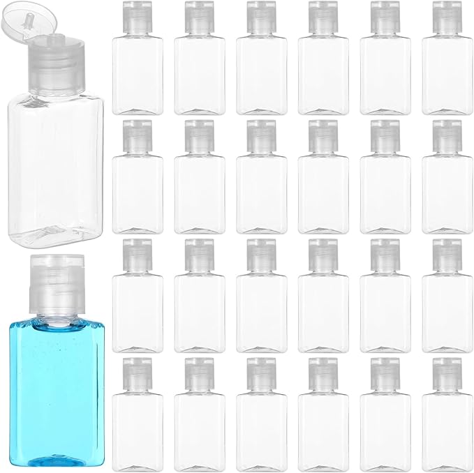Lnrueg 100 Pcs 1 oz Travel Bottles - Hand Sanitizer Bottle Mini Clear Bottles with Flip Caps, Portable Empty Refillable Containers for Shower Gel, Face Creams, Body Lotions,Clear