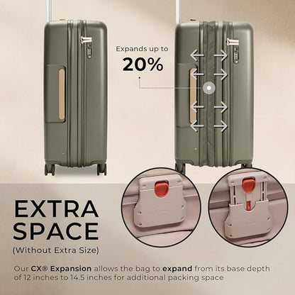 Briggs & Riley 30" Large Expandable Spinner - Checked Luggage for Travel, Suitcases with Wheels, Hardside Rolling Bag for Men & Women, Self-Repairing Zipper - Sympatico Collection, Olive