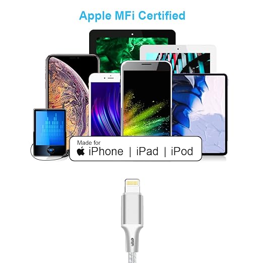 cugunu USB C to Lightning Cable 5 Pack 3/3/6/6/10FT iPhone Charger Apple MFi Certified Power Delivery Fast Charging Cord Compatible with iPhone 14/13/12/11/XS/XR/X/8 - Silver