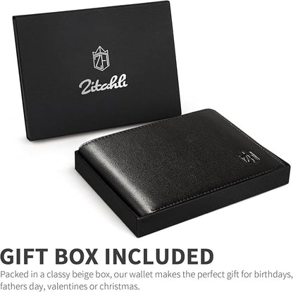 Zitahli Wallet for Men 12 Card Holder Slim Rfid Leather 2 ID Window Wallets With Gift Box Men's Accessories