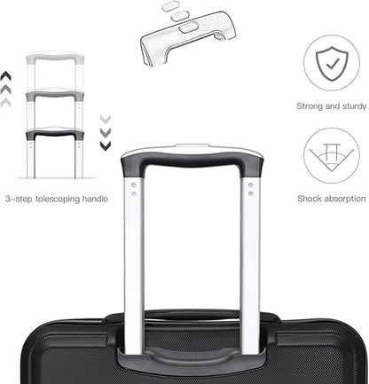 Kono Carry On Luggage Set Airline Approved Lightweight PC+ABS Carry On Suitcase with TSA Lock Spinner Wheels Durable Luggage Hardside Black