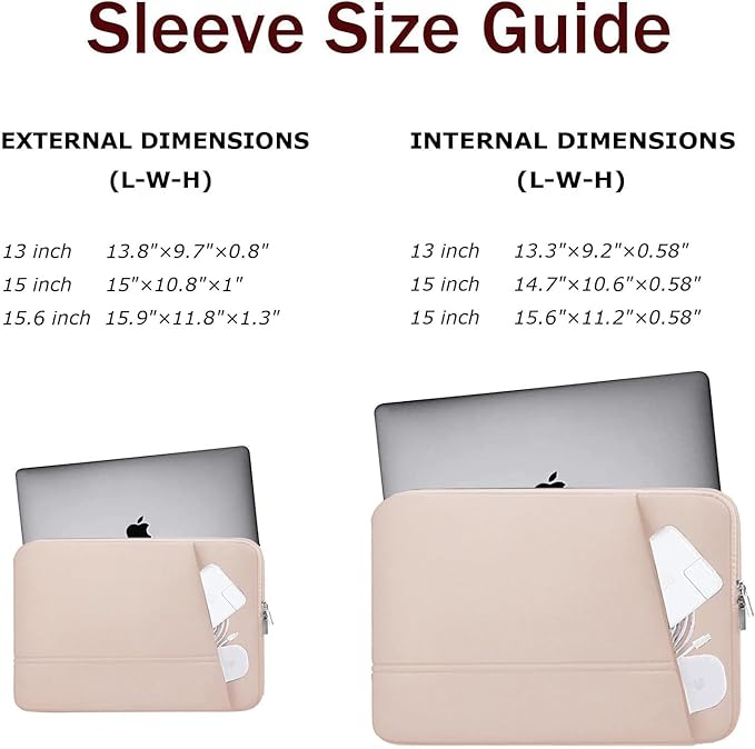 Laptop Sleeve 15.6 inch, Sturdy Portable Monitor Computer Laptop Case, Carrying Sleeve Bag 15.6'' with Pockets for MacBook PC Mac HP Lenovo Dell Asus Xbox Switch, Pink