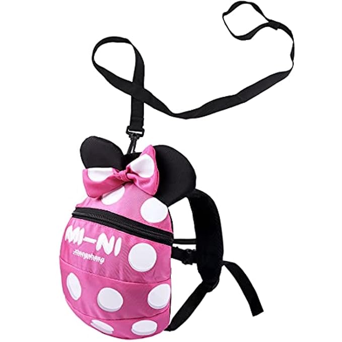 Baby Toddler Leash Baby Leash Backpack Little Kid Boys Girls Anti-Lost Travel Bag Harness Reins Cute Cartoon Backpacks with Safety Leash for Baby Backpack Leash for Toddlers 1-5 Years (Rose red)