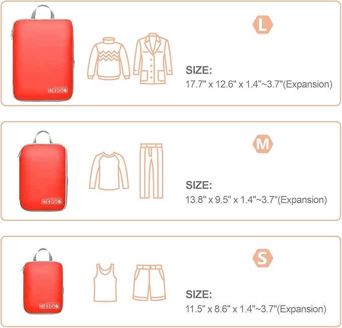 Cambond Compression Packing Cubes for Travel Women - Expandable Travel Bags Luggage Organizers Travel Essentials Compression Cubes for Travel Carry on Suitcases Organizer