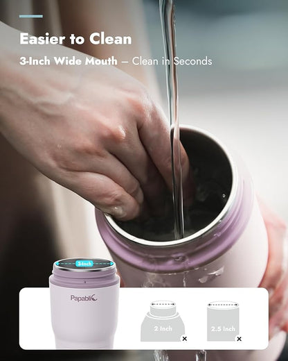 Papablic Portable Bottle Warmer – Fast Heating Baby Bottle Warmer on The Go with Sterilization, Wide Mouth & Smart Temperature Control, Car & Outdoor Feeding, Spodumene Purple