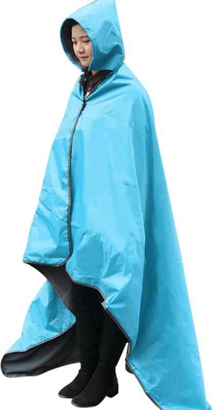 Outdoor Waterproof Camping Blanket - Hooded Fleece Windproof Blanket for Stadium, Sporting Events, Concert, Picnic, Car, Boat - Packable Camp Blanket for Cold Weather, Camping Gear Must Haves…