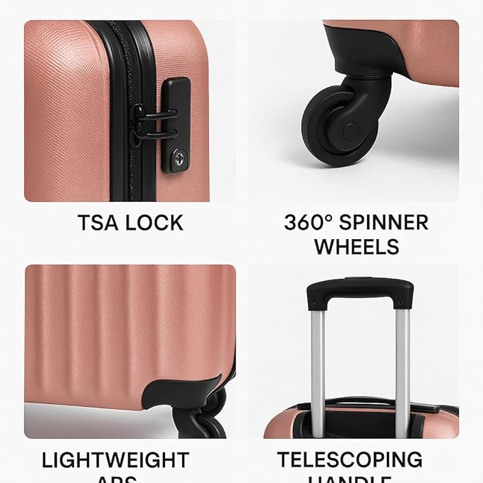 Karriage-Mate 20″ Hardside Carry-On Luggage – Lightweight & Durable Travel Suitcase with 360° Spinner Wheels, Telescopic Handle, Built in TSA Lock – Fits Cabin Size Overhead Bins (Red)