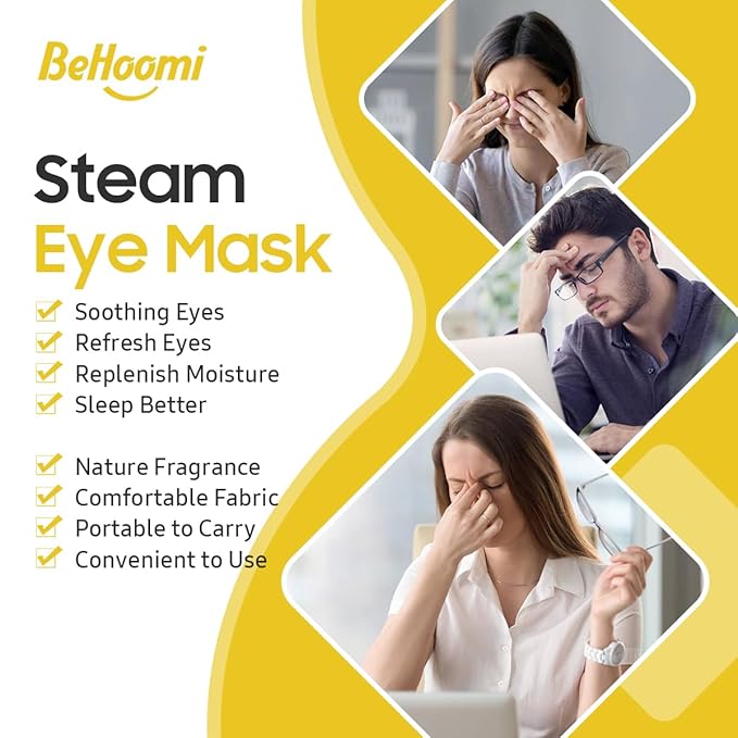 Steam Eye Mask, 10 Packs Heated Eye Mask, Self Heating Disposable SPA Warm Compress for Eyes Sleep Mask, Travel Essentials & Relaxation Gifts, Stocking Stuffers (Chamomile Scent)