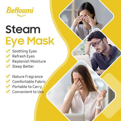 Steam Eye Mask, 10 Packs Heated Eye Mask, Self Heating Disposable SPA Warm Compress for Eyes Sleep Mask, Travel Essentials & Relaxation Gifts, Stocking Stuffers (Chamomile Scent)