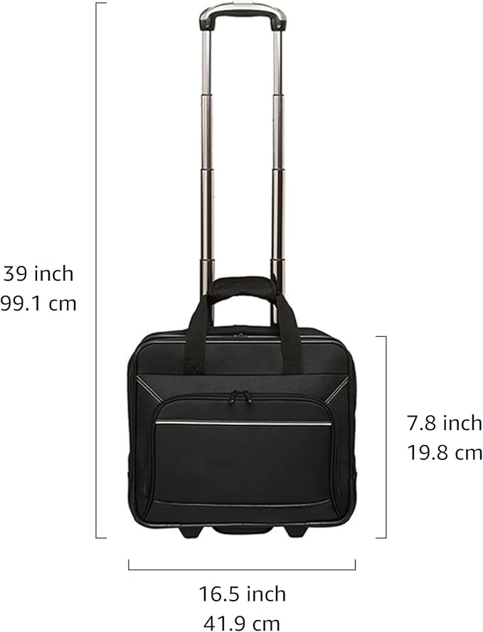 Amazon Basics Rolling Laptop Case, 15.6 in, Black