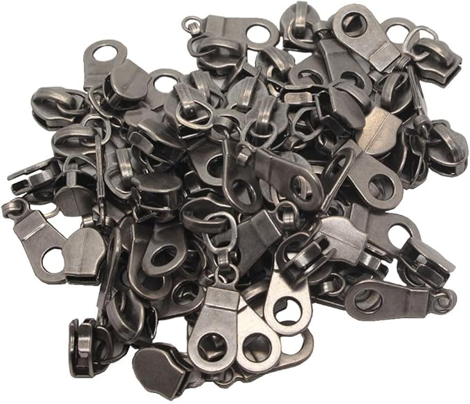 MebuZip 50PCS Gunmetal Pulls for #5 Nylon Coil Zippers Gunmetal Zipper Sliders for Luggages Purses Bags