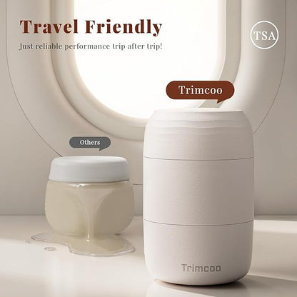 New Travel Toiletry Containers [Ultra Leakproof] TSA-Approved, PLA Hard Shell Jars with 5 Magnetic Labels, Wide Mouth Bottles for Lotion, Cleanser, Shampoo, Conditioner, Beige, 3 Pack, 2OZ