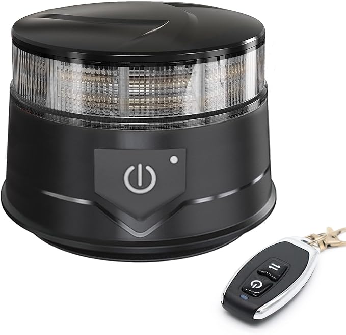 Agrieyes Amber Beacon Light 4.2Inch, Flashing Safety Warning Lights Permanent/Magnet Mount (Smoke, Remote)
