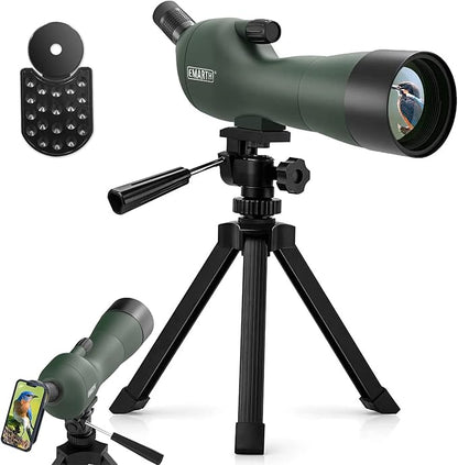 Emarth 20-60x60 Angled Spotting Scope for Target Shooting, Spotting Scope w/Tripod 14" Tabletop/Carry Bag, 1.37lb Light Spotter Scope, Waterproof Spotting Scopes for Hunting/Birding/Wildlife View