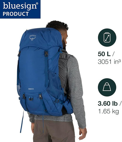 Osprey Rook 50L Men's Backpacking Backpack, Dark Charcoal/Silver Lining