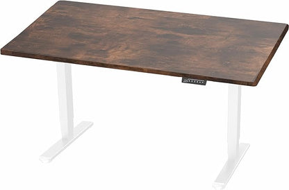 VIVO Electric 55 x 28 in Dual Motor Sit Stand Desk, Memory Height Adjustment, 2B Series, Rustic Vintage Brown Top White Frame, DESK-KIT-2W55N