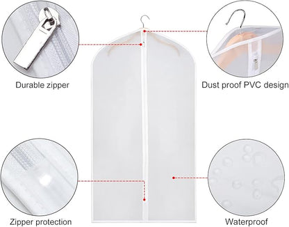 Zilink Garment Bags Suit Bag for Storage 43 inch Dust Proof Suit Protector Cover with Full Zipper for Coat Dress Closet Storage, Set of 6