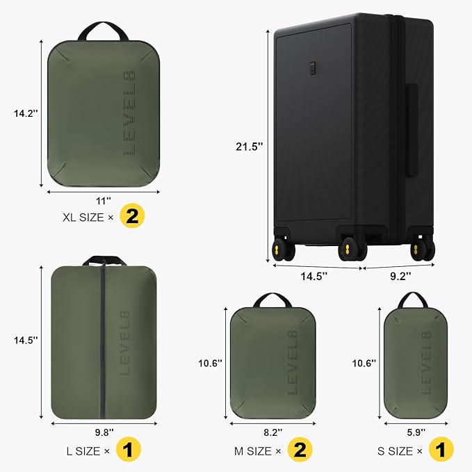 LEVEL8 Carry on Luggage Airline Approved, Small Carry on Suitcases with Wheels, Lightweight Hardside Textured Luggage for Travel, Tsa Approved, 20-Inch, Black