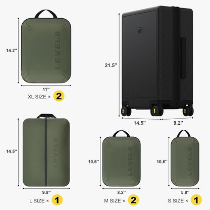 LEVEL8 Carry on Luggage Airline Approved, Small Carry on Suitcases with Wheels, Lightweight Hardside Textured Luggage for Travel, Tsa Approved, 20-Inch, Black