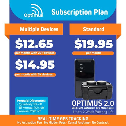 Optimus 2.0 GPS Tracker - Bundle with Twin Waterproof Magnet Case for Vehicles, Assets - 4G LTE - Real-Time GPS Tracking Device – Instant Alerts