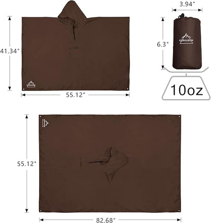 Coralrain Hooded Rain Poncho Lightweight Waterproof Unisex Raincoat Jacket with Pocket for Men Women Adult