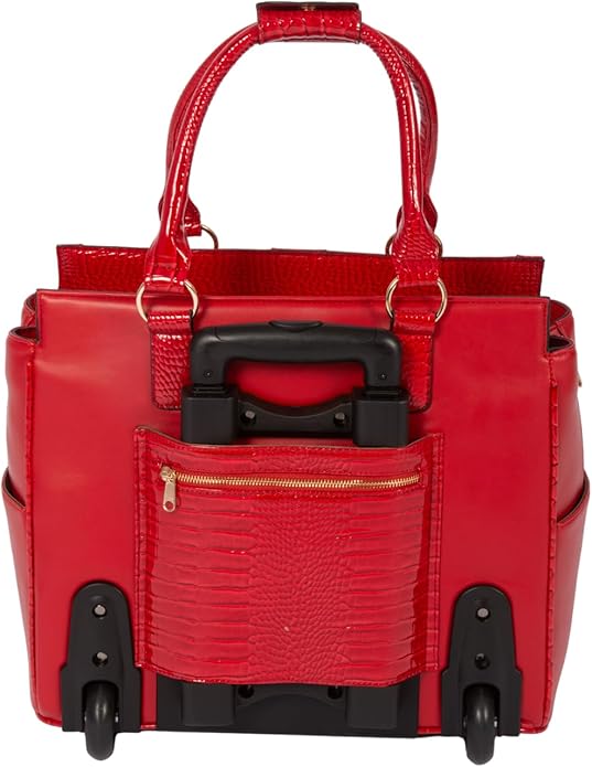 JKM and Company Alligator Compatible With Computer iPad, Laptop Tablet Rolling Tote Bag Briefcase Carryall Bag