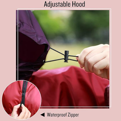 SaphiRose Unisex Rain Poncho Waterproof Raincoat Hooded for Adults Women with Pockets