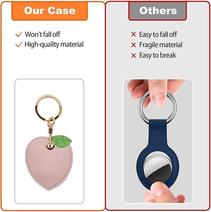 Leather Keychain Case Holder Compatible with Apple AirTag, GPS Airtag Keychain Finder Tracker with Key Ring, Anti-Scratch Protective Air Tag Cover