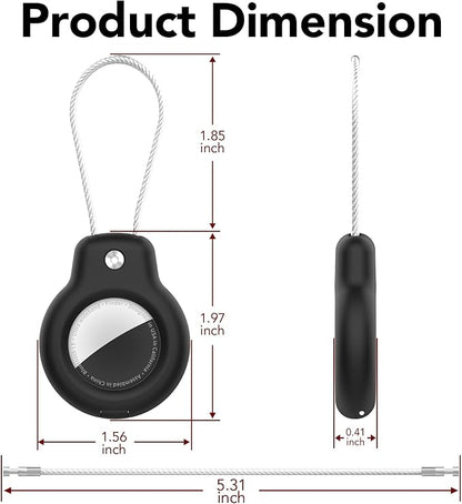 for AirTag Holder Case with Keychain, Air Tags-2 Pack for Apple Air Tag Holder with Wire Cable Lock Key Ring Chain Air Tagholder Accessories for GPS Item Tracker Kids,Keys,Luggage