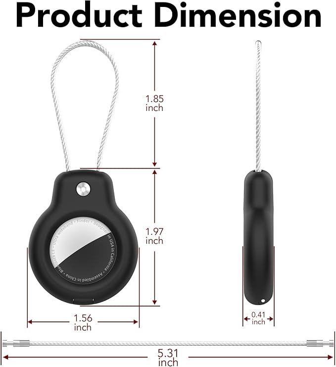 SPGUARD for AirTag Holder Case with Keychain, Air Tags-4 Pack for Apple Air Tag Holder with Wire Cable Lock Key Ring Chain Air Tagholder Accessories for GPS Item Tracker Kids,Keys,Luggage