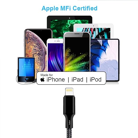 cugunu USB C to Lightning Cable 5 Pack 3/3/6/6/10FT iPhone Charger Apple MFi Certified Power Delivery Fast Charging Cord Compatible with iPhone 14/13/12/11/XS/XR/X/8 - Black