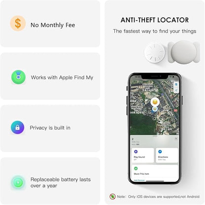 Tracker Device for Vehicles,No Monthly Fee GPS Car Tracker,Car Locator Work with Apple Find My(iOS Only),Mini GPS Tracker with Magnetic Case (White,2PCS)