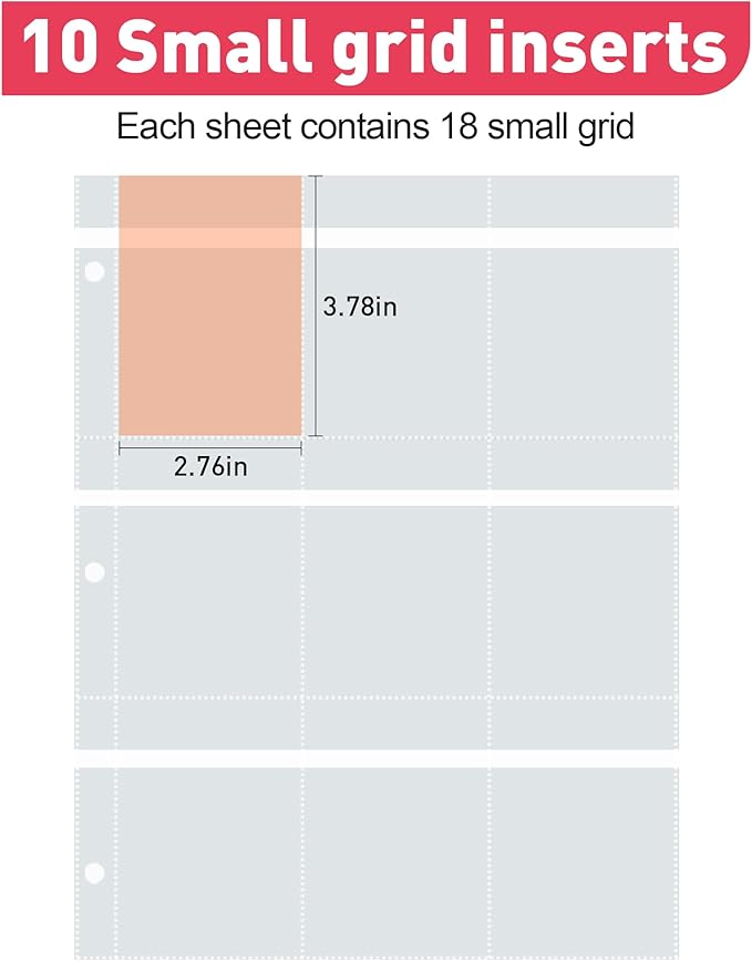 Refill Pages for the Jewelry Storage Book,Small-grid,Double-sided 9-grid,10 sheets,Jewelry Binder Refill Pages