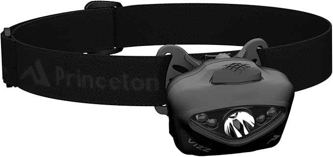 Princeton Tec Vizz Tactical MPLS LED Headlamp, Red/Green/Blue/Ir/White Bulb, 550 VIZZ-MPLS-BK