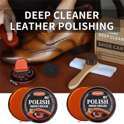 Black Brown Shoe Polish Kit Saddle Soap Mink Oil Leather Boot Shoe Shine Kit Conditioner Cream Wax Care Clearner Set