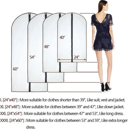 Garment Bags for Hanging Clothes 12 PCS Transparent Waterproof Dustproof Storage for Wardrobe Storage Suit Covers for Closet Clear Reuse Full Zipper for Costumes Suits Coats 24''x48''