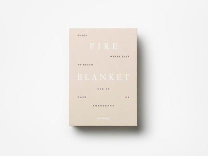PrintWorks Beige Fire Blanket for Home – Minimaslitc Emergency Safety Cover in Stylish Discreet Book-Style Storage Box