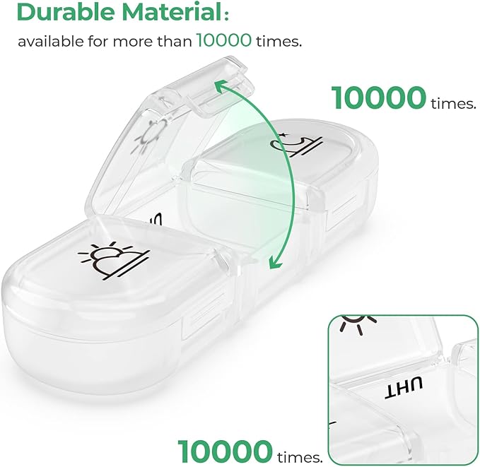 PULIV Weekly Pill Organizer 3 Times a Day, Portable Travel Pill Box 7 Day with Large Pill Containers, Light-Proof Pill Case for Vitamins, Medication, Supplements and Fish Oils (White)