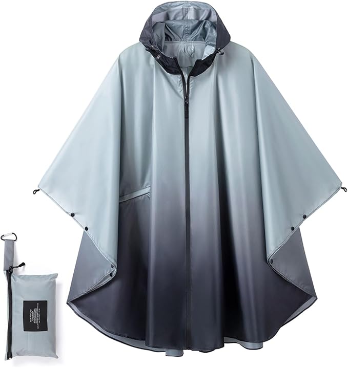 Fashion Hooded Rain Poncho Waterproof Raincoat Jacket with pocket for Women/Men/Adult