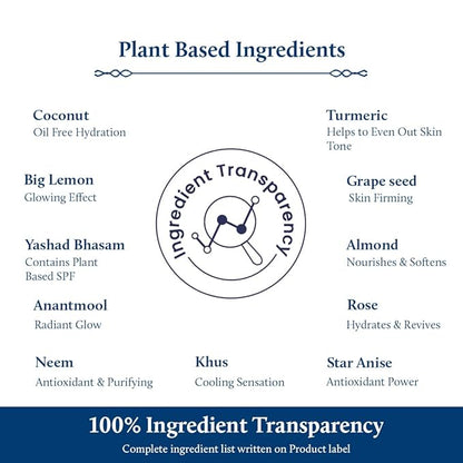 Blue Nectar Coconut Face Cream with SPF 30 Sunscreen for Men | Plant Based Oil Free Moisturizer for Face with Vitamin E |Sunscreen for Oily, Dry & Sensitive Skin (16 Herbs, 1.76 FlOz)