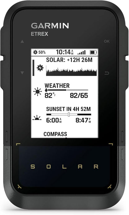 Garmin eTrex® Solar, GPS Handheld Navigator, Unlimited Battery Life, Water Resistant