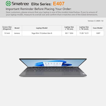 Smatree Laptop Sleeve for 13 inch Lenovo Yoga Slim 7i Carbon Gen 8,Case with Pocket,YKK Zipper,Patented Shockproof Design,Green(E407G)