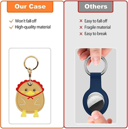 Leather Keychain Case Holder Compatible with Apple AirTag, GPS Airtag Keychain Finder Tracker with Key Ring, Anti-Scratch Protective Air Tag Cover