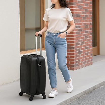 Karriage-Mate 20″ Hardside Carry-On Luggage – Lightweight & Durable Travel Suitcase with 360° Spinner Wheels, Telescopic Handle, Built in TSA Lock – Fits Cabin Size Overhead Bins (Black)