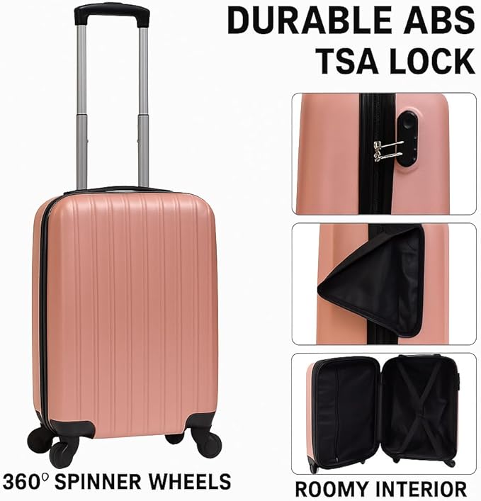 Karriage-Mate 20″ Hardside Carry-On Luggage – Lightweight & Durable Travel Suitcase with 360° Spinner Wheels, Telescopic Handle, Built in TSA Lock – Fits Cabin Size Overhead Bins (Red)
