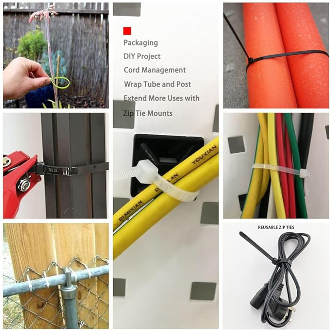 HS Wide Wire Ties Heavy Duty 17 Inch 100 Pcs 200 Pounds Strength,Black Zip Tie Straps Large UV Nylon Cable Zap Wraps Long,Outdoor Purpose